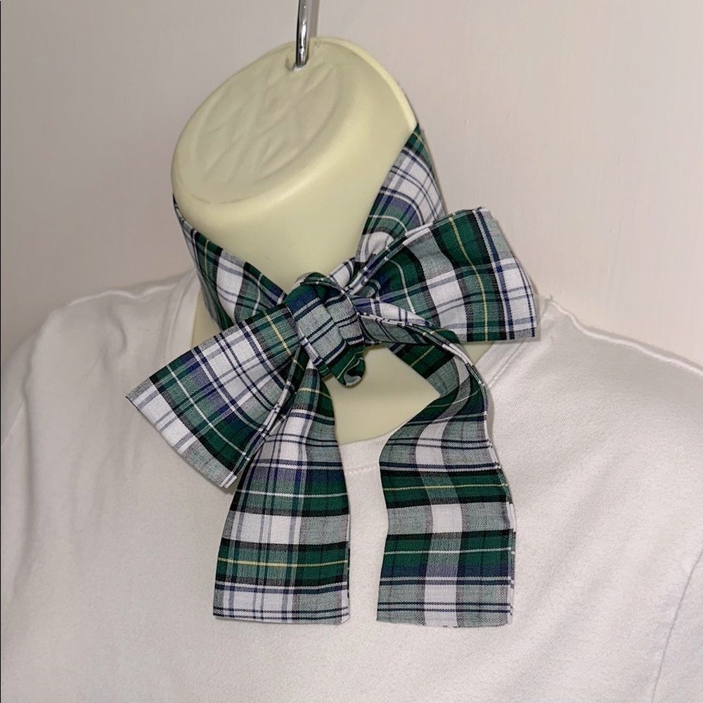 Vintage Green, Blue, White,‎ Green, Black & Blue Plaid Thin Long Neck Scarf
